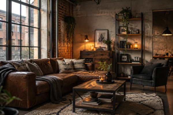 Optimiser la déco salon industriel cocooning pour un espace chaleureux